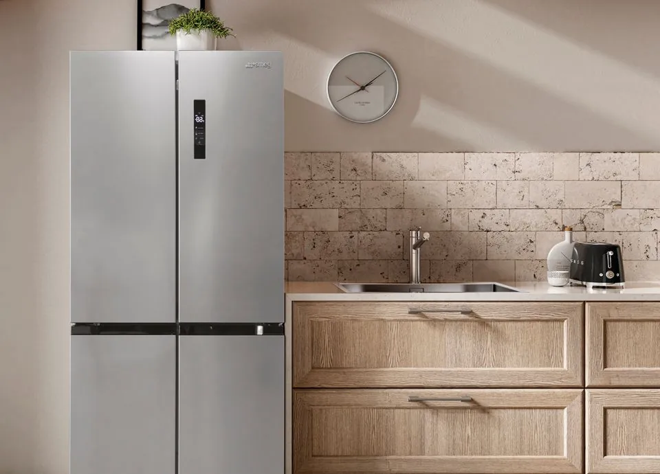 Modern SMEG style fridge in kitchen setting for appliance repair and servicing in Cape Town
