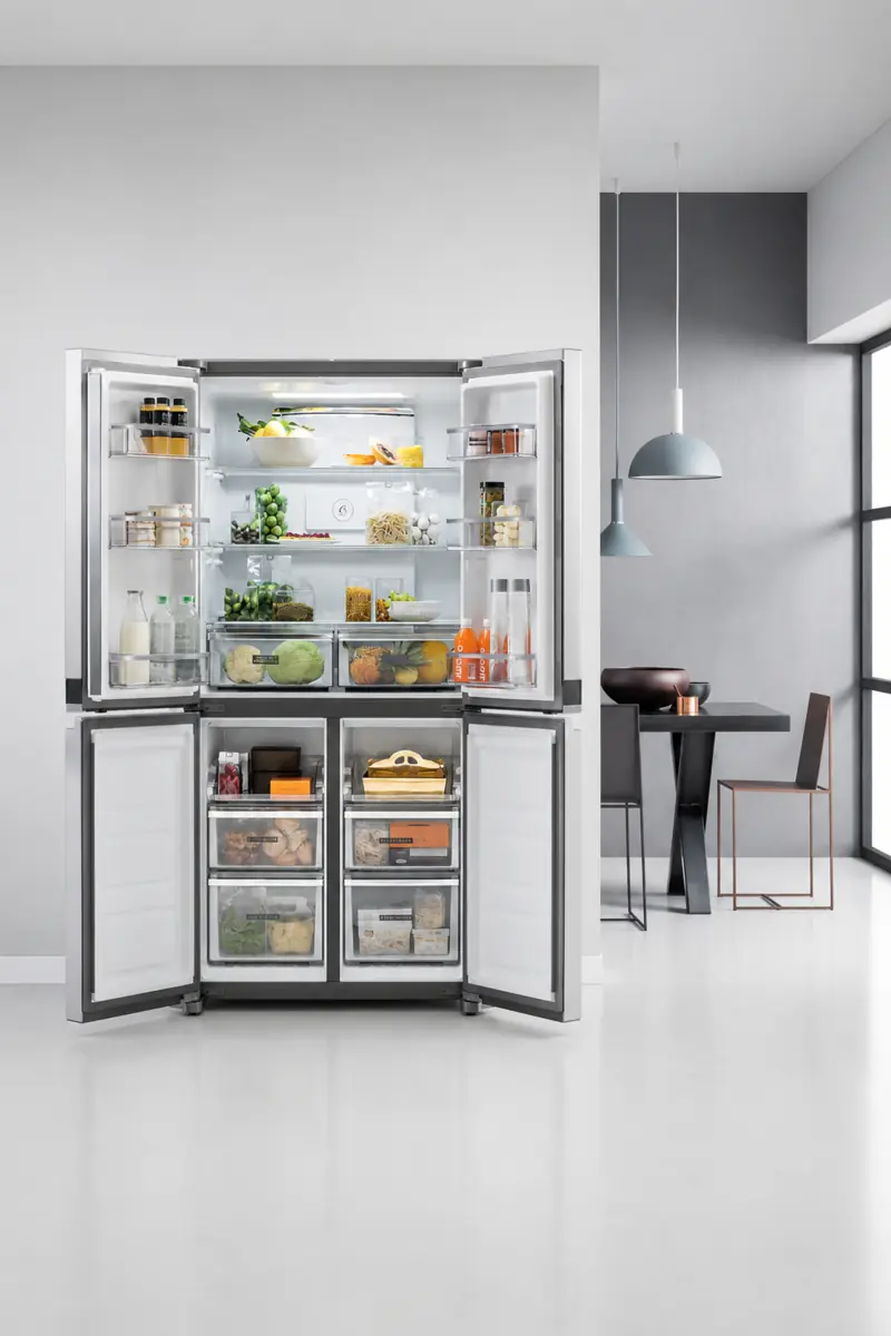 Open Whirlpool multi-door fridge in a modern Cape Town kitchen